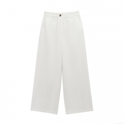 Women's High Waisted Wide Leg Pants Casual White Tencel Linen Polyester Blend Straight Loose Trousers Summer Fashion Streetwear Daily Bottoms