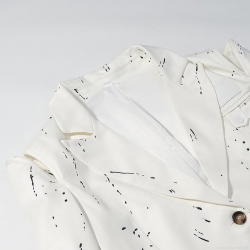 Women's Chic Oversized Blazer Jacket Elegant Ink Splatter Graffiti Pattern Suit With Shoulder Pads Single Breasted Long Sleeve Outwear For Commuting Office Streetwear Ladies