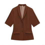 Women's Blazer Jacket Short Sleeve Polyester Twill 3-Button Notch Lapel Solid Color Office Commute Casual Elegant Fashion Outerwear for Women