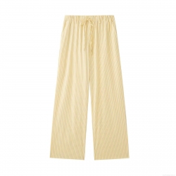 Women's Casual Striped Wide Leg Pants High Waist Drawstring Polyester Trousers European Style Vertical Stripes Loose Long Pants for Women Summer Spring