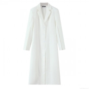 Women's Longline Polyester Blazer Jacket Single Breasted Slit Sleeve Autumn Fashion Outerwear Solid Color Notch Lapel Streetwear Elegant Coat
