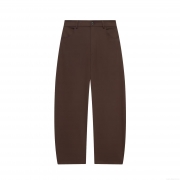Women's High Waist Wide Leg Casual Pants Loose Straight Deep Brown Trousers Polyester Spandex Seoul Twill Office Daily Bottoms
