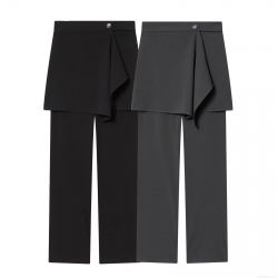 Women's Fashion Asymmetrical Skirt Overlay Pants Casual Straight Leg Mid Waist Trousers Polyester Spandex Fake Two-Piece Skort Pants For Autumn Winter Office Wear