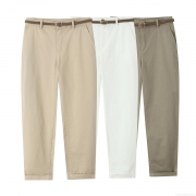 Women's Casual High Waist Tapered Pants With Braided Belt Solid Color Polyester Trousers For Daily Commuting Office Lady Slim Fit Spring Autumn Bottoms