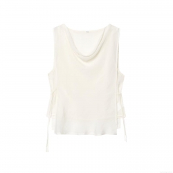 Women's Elegant Cowl Neck Sleeveless Blouse Solid Color Tencel Polyester Tank Top With Side Drawstring For Party Dating Casual Summer Tops