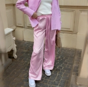 Women's Sexy Satin Flared Pants High Waist Drawstring Silk Like Wide Leg Trousers for Summer Streetwear Sexy Hot Girl Style Casual Clothing