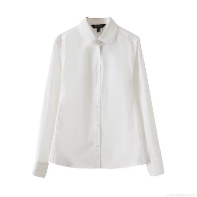 Women's Long Sleeve White Shirt 95% Cotton 5% Spandex Turn-Down Collar Button Down Blouse Classic Slim Fit Professional Office Commuter Top Casual Streetwear Blouse