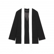 Women's Loose Blazer Jacket With Contrast Scarf Detail Long Sleeve Polyester Solid Color Commuting Style British Design Casual Outerwear