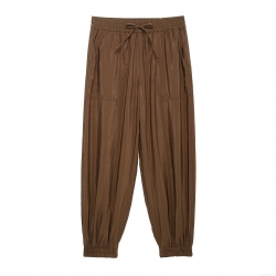 Women's Safari Style Cargo Pants Elastic Waist Drawstring Joggers Solid Color Satin Luster Casual Long Trousers Streetwear for Women