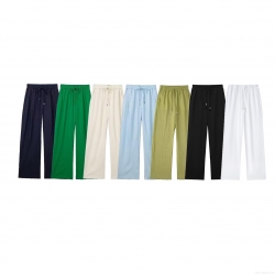 Women's High Waisted Wide Leg Pants Casual Straight Floor Length Trousers with Drawstring Elastic Waistband and Pockets Solid Color Polyester Commuter Style Bottoms