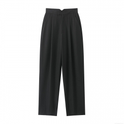 Women's Loose Wide Leg Pants 100% Polyester Twill High Waist Suit Trousers With Side Slits Casual Office Fashion Long Pants For Women