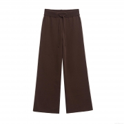 Women's Casual Knitted Wide Leg Pants Contrast Side Stripes Drawstring Elastic High Waist Straight Trousers Minimalist Fashion Long Sweatpants For Spring Daily Wear
