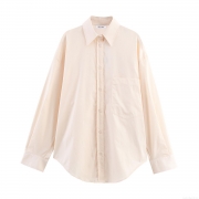 Women's Solid Color Loose Blouse Polyester Spandex Button Down Long Sleeve Shirt With Back Bow Tie Design For Casual Daily Office Work