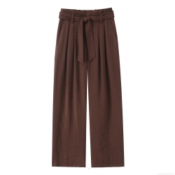 Women's High Waisted Wide Leg Pants With Tie Bow Belt Casual Solid Color Long Trousers Fashion Loose Straight Leg Pants For Daily Office Wear