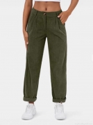 Women's High Waist Corduroy Pants Casual Loose Wide Leg Straight Trousers With Button Pockets Solid Color Autumn Winter Fashion Female Long Bottoms