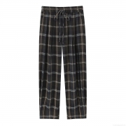 Women's Plaid Wide Leg Pants Elastic Waist Drawstring Checkered Trousers Casual Loose Fit Straight Leg Bottoms For Women Daily Wear