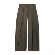 Women's High Waist Wide Leg Casual Pants Pleated Front Polyester Trousers Loose Fit Solid Color Straight Leg Slacks Fashion Daily Trousers