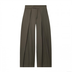 Women's High Waist Wide Leg Casual Pants Pleated Front Polyester Trousers Loose Fit Solid Color Straight Leg Slacks Fashion Daily Trousers