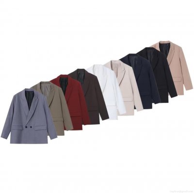 Women's Double Breasted Blazer Professional Solid Color Long Sleeve Office Jacket Lapel Elegant Commuter Formal Suit Outerwear for Women