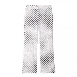 Women's High Waisted Polka Dot Flare Pants 100% Polyester Casual Straight Leg Trousers INS Style White Black Dot Print Spring Fashion Streetwear For Women