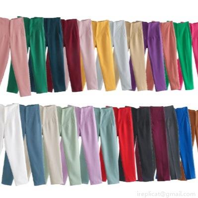 Women High Waist Straight Leg Trousers 95% Polyester Office Casual Dress Pants Work Solid Color Striped Long Trousers For Women Lady Commuting Fashion
